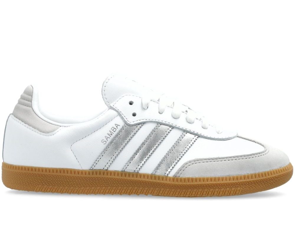 Adidas Samba OG  White, Metallic Silver, and Grey